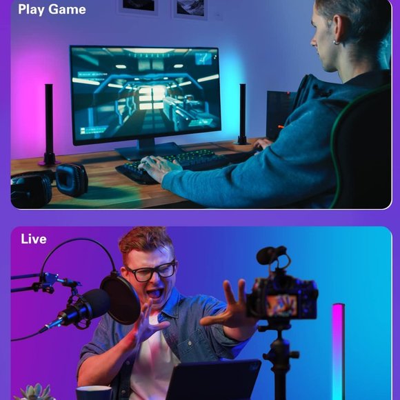 Smart LED Light Bar, Gaming Lights Ambient Lighting, Bluetooth TV - 2 in box - Picture 6 of 7